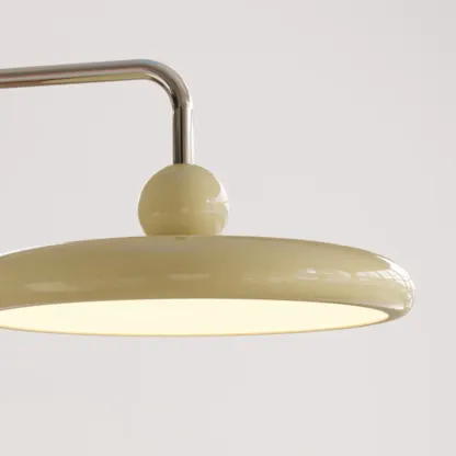 Modern Beige Swing Arm Wall Light with Round Shade Image - 6