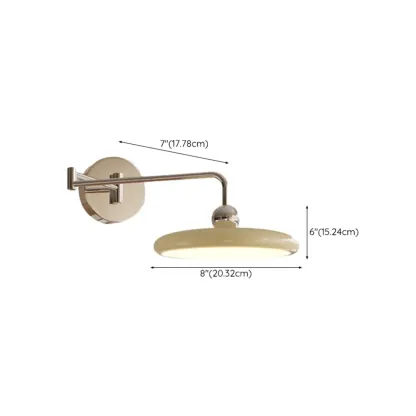 Modern Beige Swing Arm Wall Light with Round Shade #size