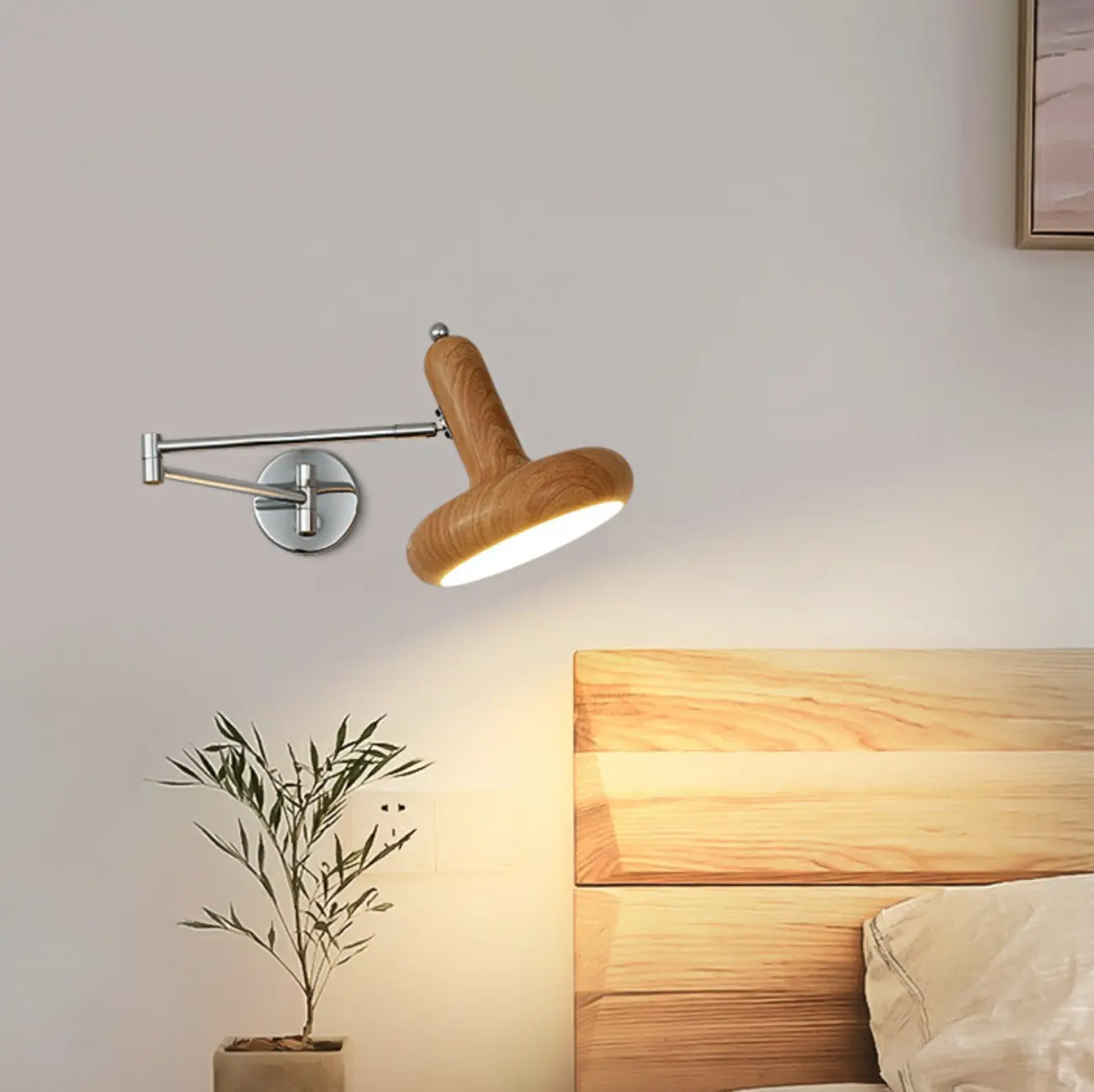 Simple Silver Metal Swing Arm Wall Light Image - 3 | homeyfad