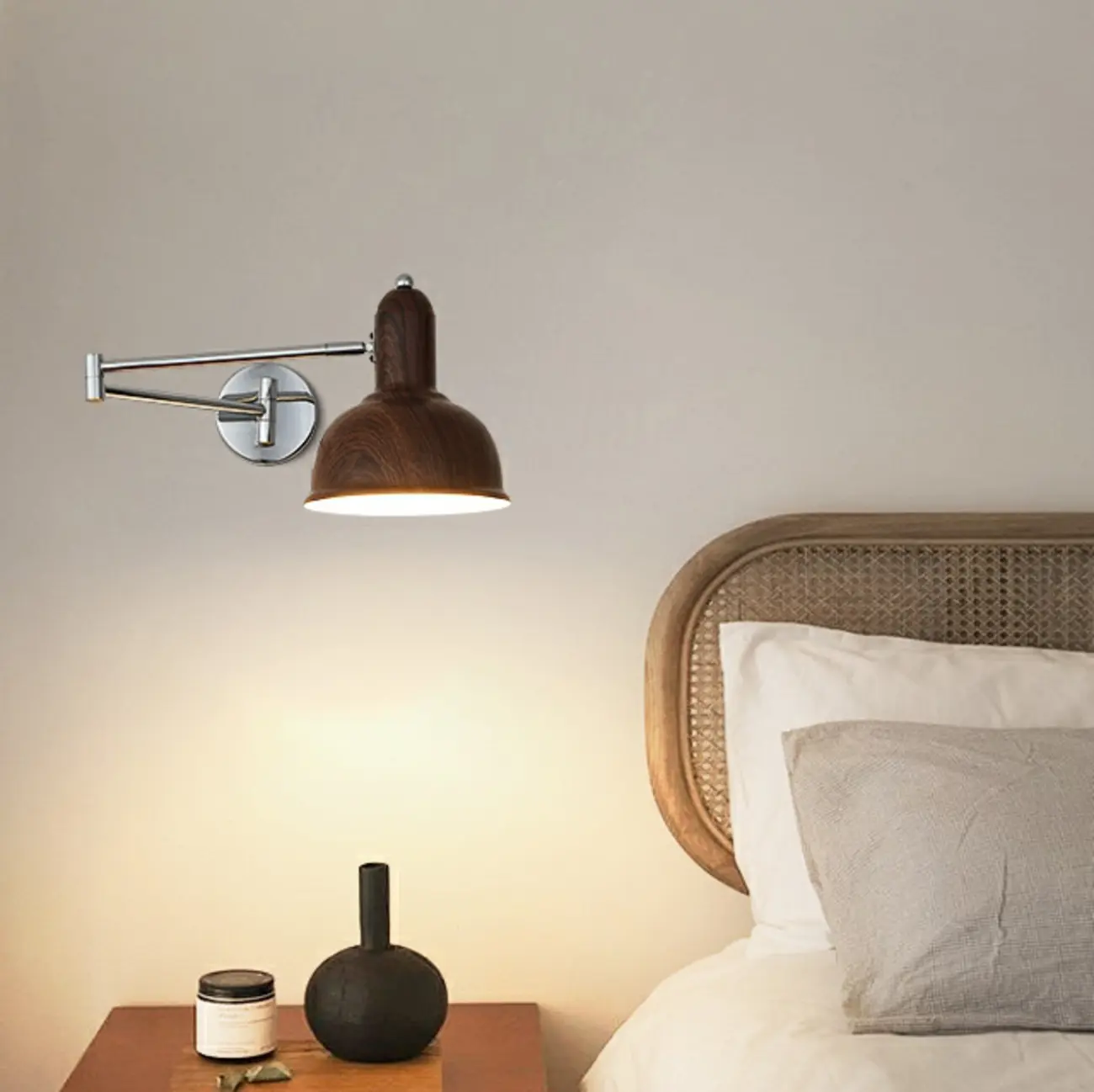 Simple Silver Metal Swing Arm Wall Light Image - 6 | homeyfad