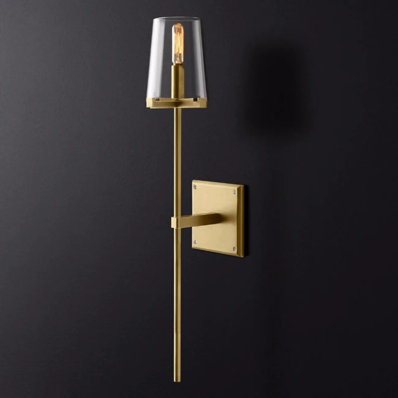 Modern Gold Bathroom Vanity Light with Clear Glass Shade | homeyfad