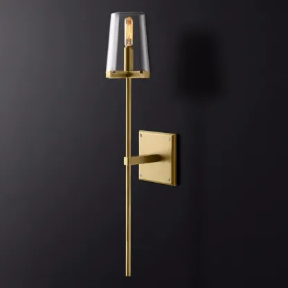 Modern Gold Bathroom Vanity Light with Clear Glass Shade
