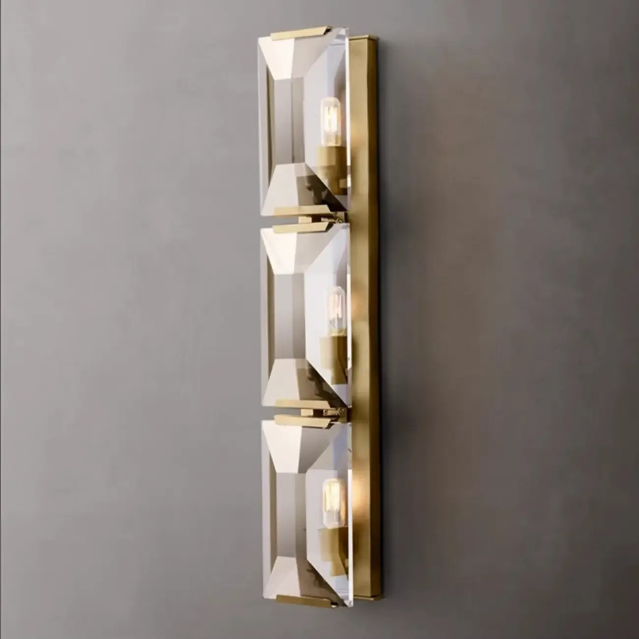 Modern Gold Rectangular Crystal Vanity Light for Bathroom - HomeyFad