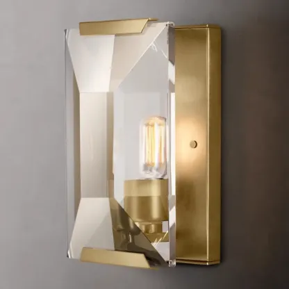 Modern Gold Rectangular Crystal Vanity Light for Bathroom Image - 8