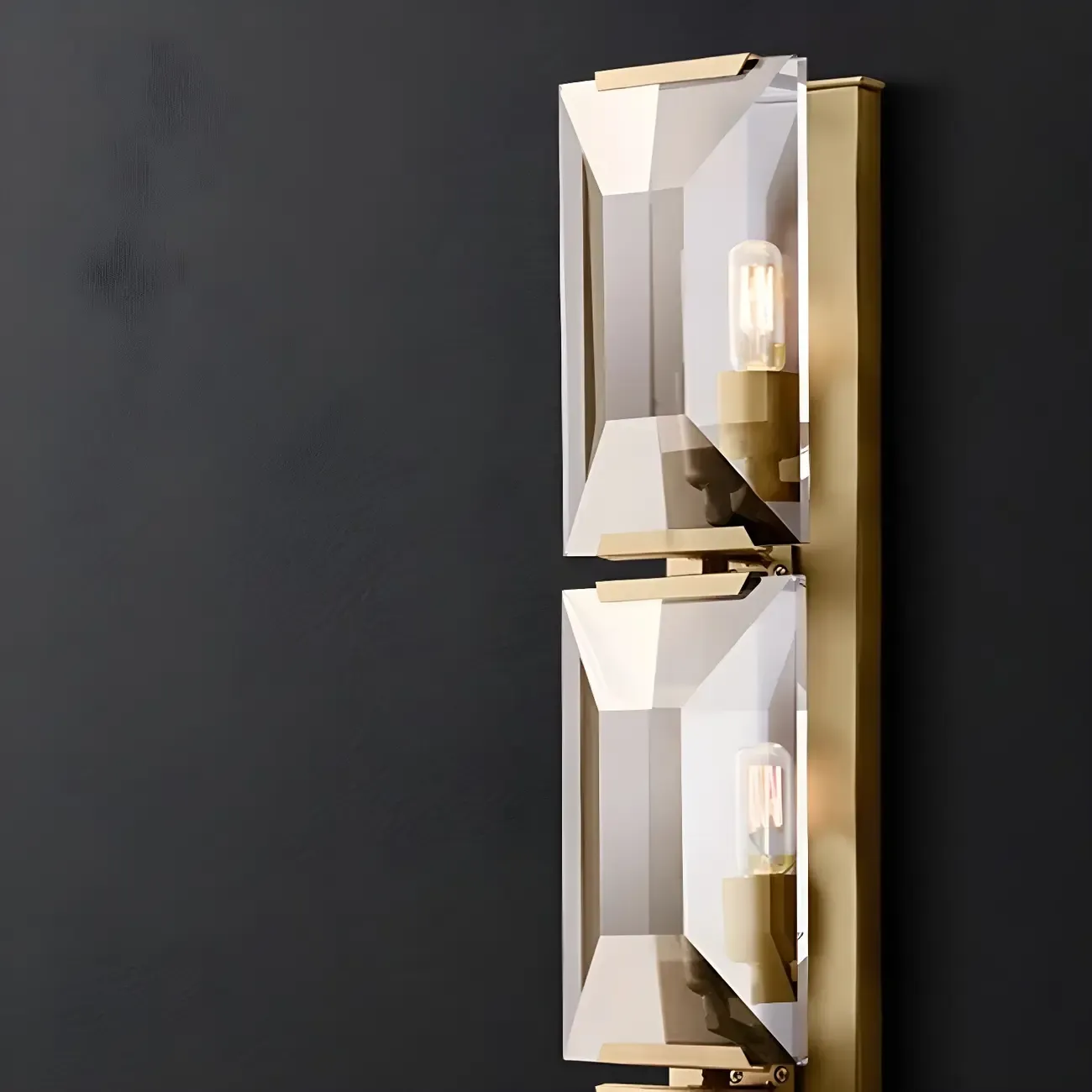 Modern Gold Rectangular Crystal Vanity Light for Bathroom Image - 9