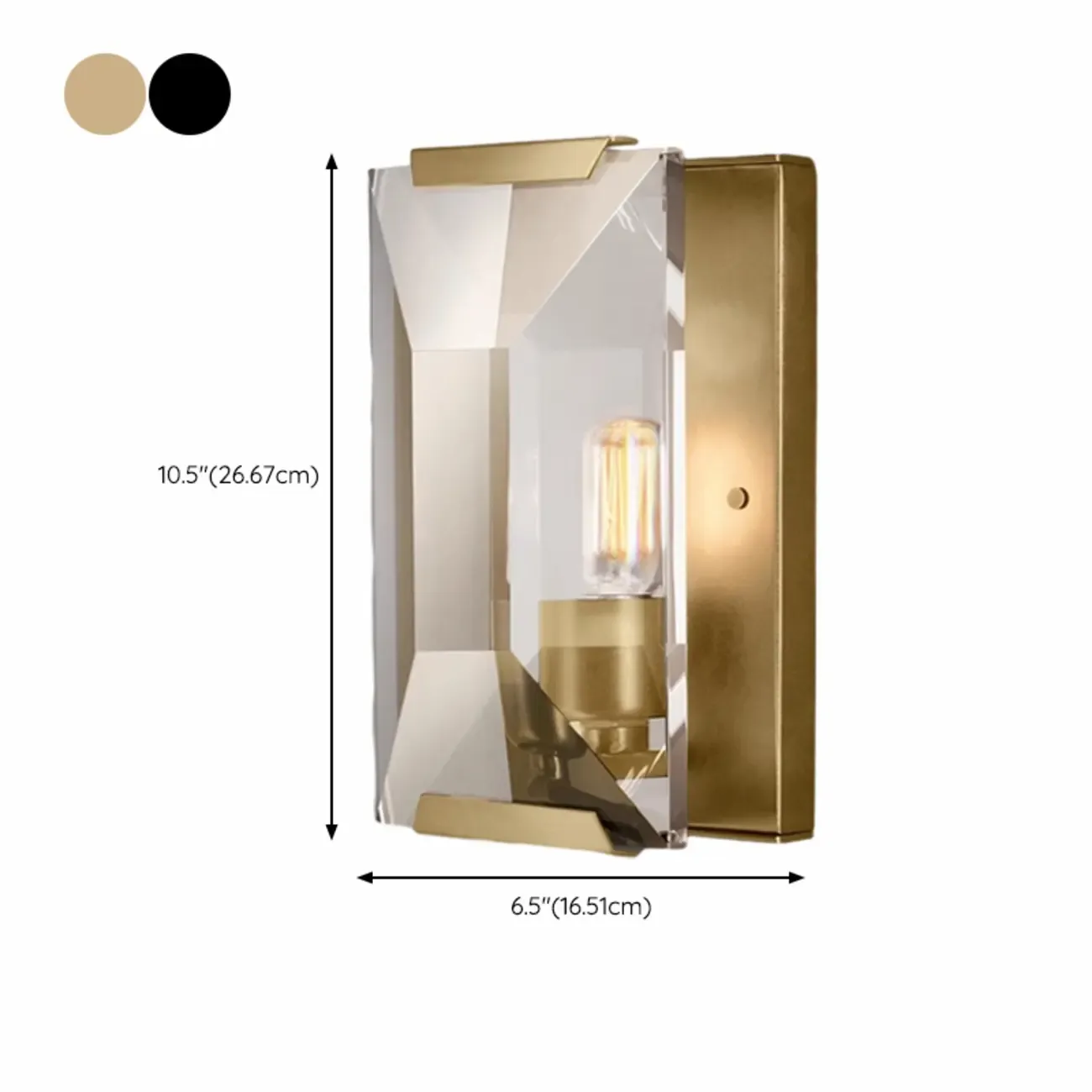 Modern Gold Rectangular Crystal Vanity Light for Bathroom #size