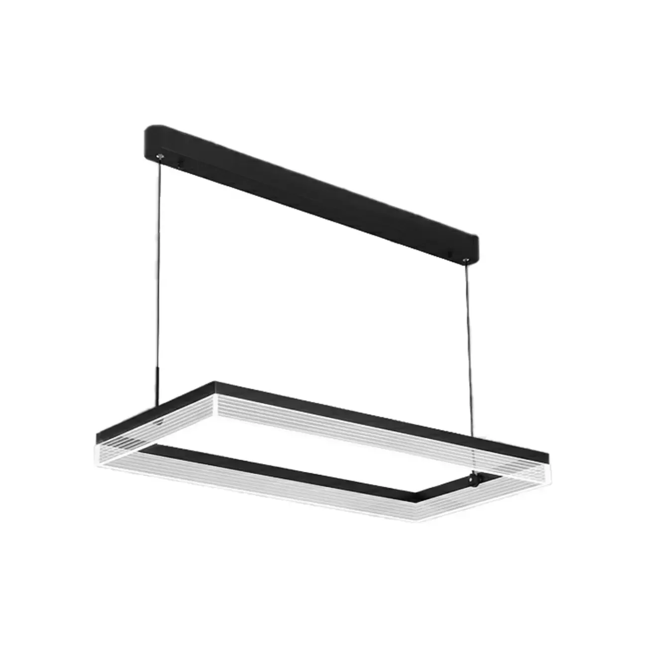 Modern Black Rectangular LED Island Pendant Light Image - 5