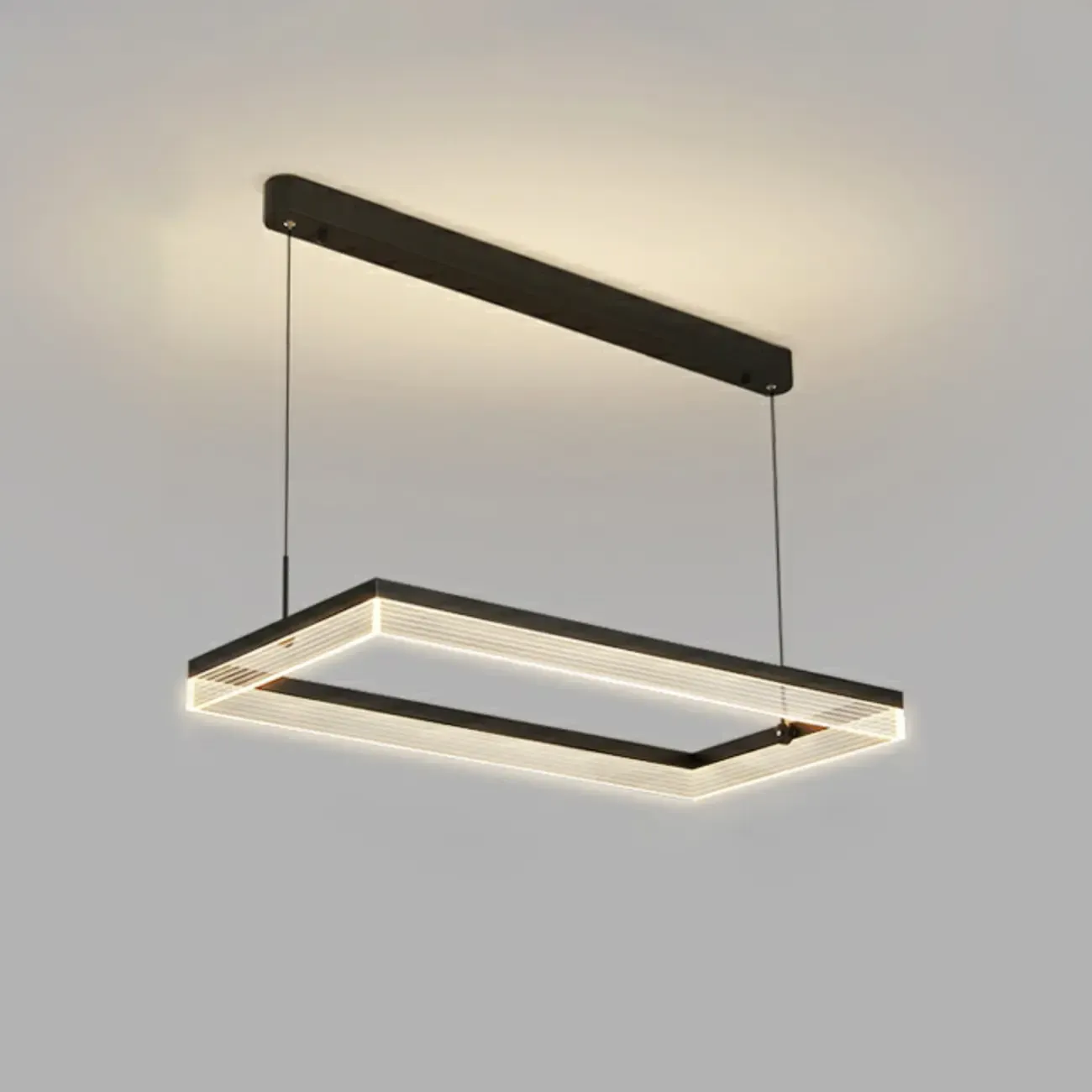 Modern Black Rectangular LED Island Pendant Light Image - 6