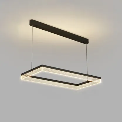 Modern Black Rectangular LED Island Pendant Light Image - 6