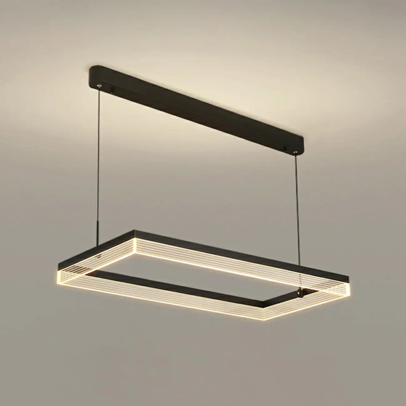 Modern Black Rectangular LED Island Pendant Light Image - 8 | homeyfad