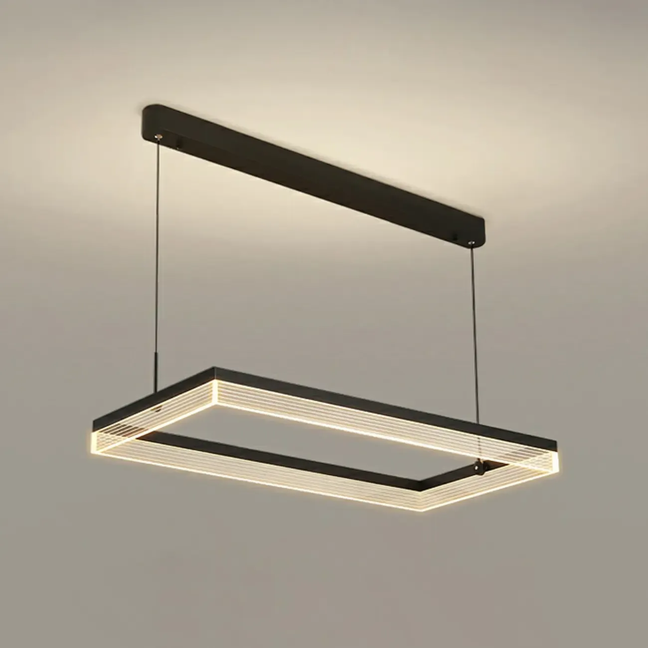 Modern Black Rectangular LED Island Pendant Light Image - 8