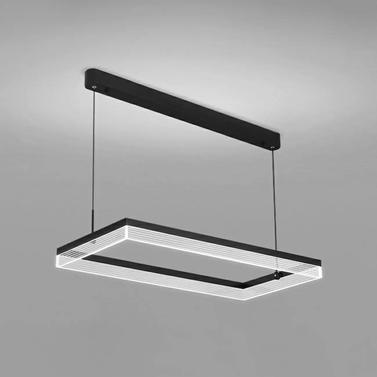Modern Black Rectangular LED Island Pendant Light Image - 9 | homeyfad