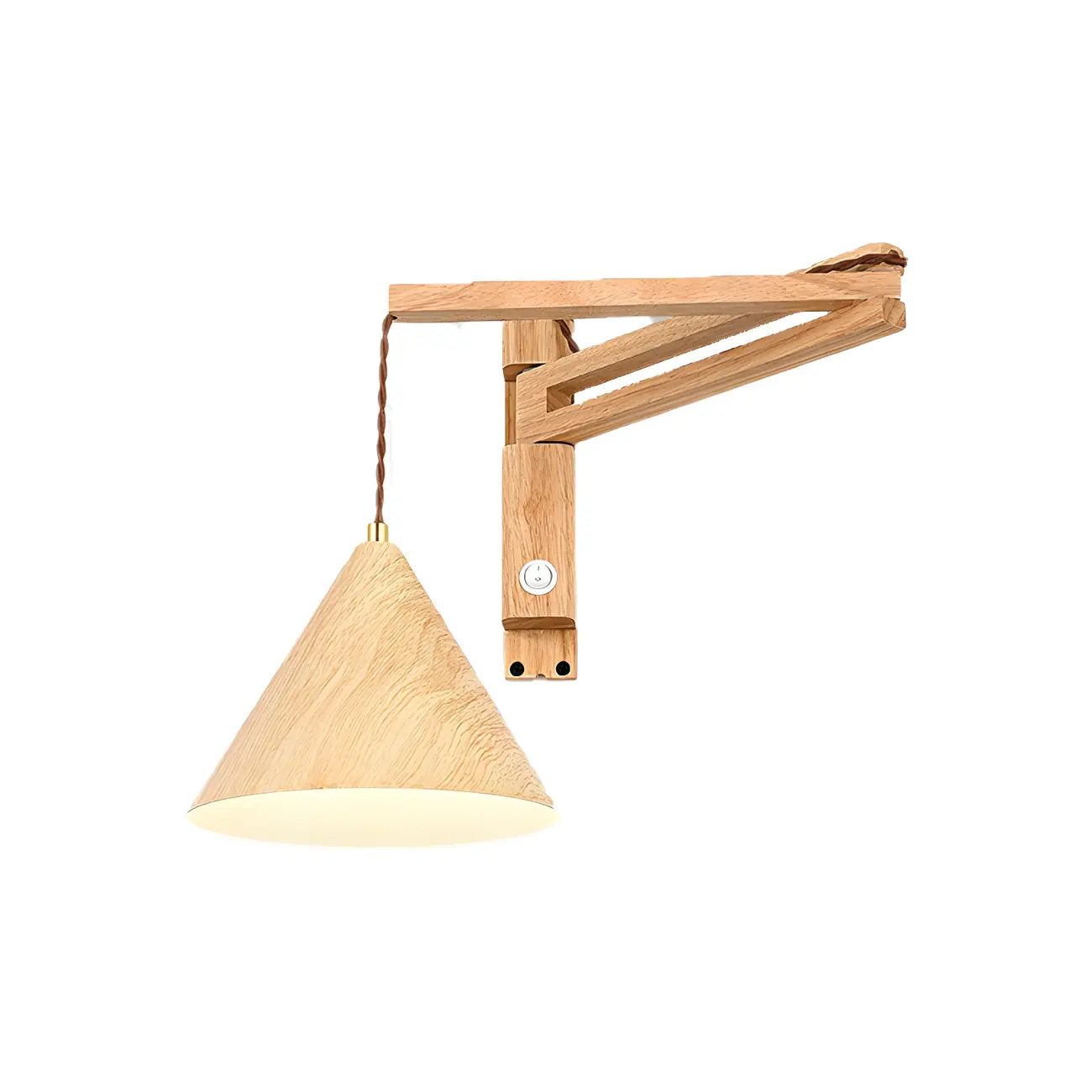 Wooden Cone Shade Swing Arm Wall Light Image - 6 | homeyfad