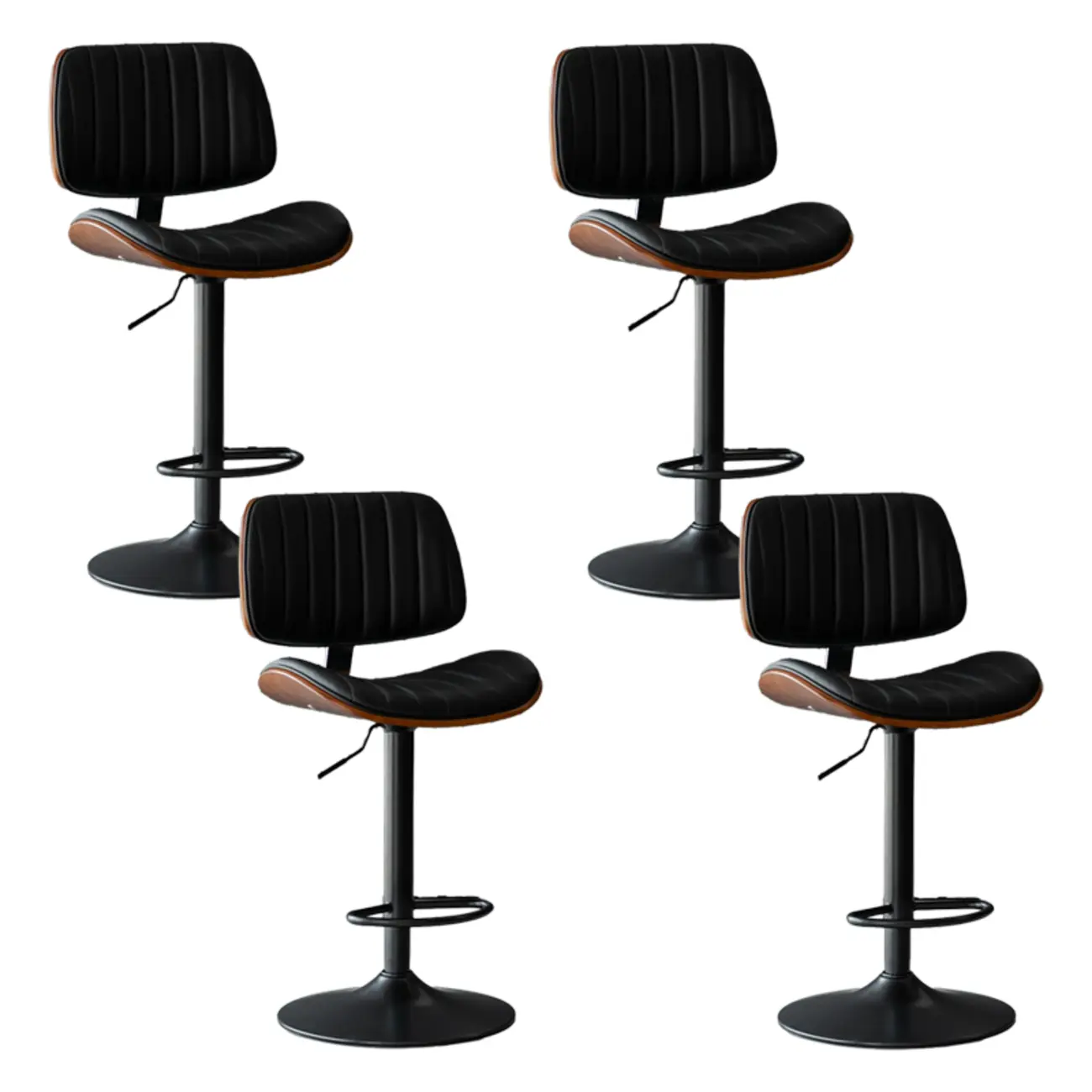 Adjustable Armless Bucket Swivel Leather Bar Stool Image - 17 | homeyfad