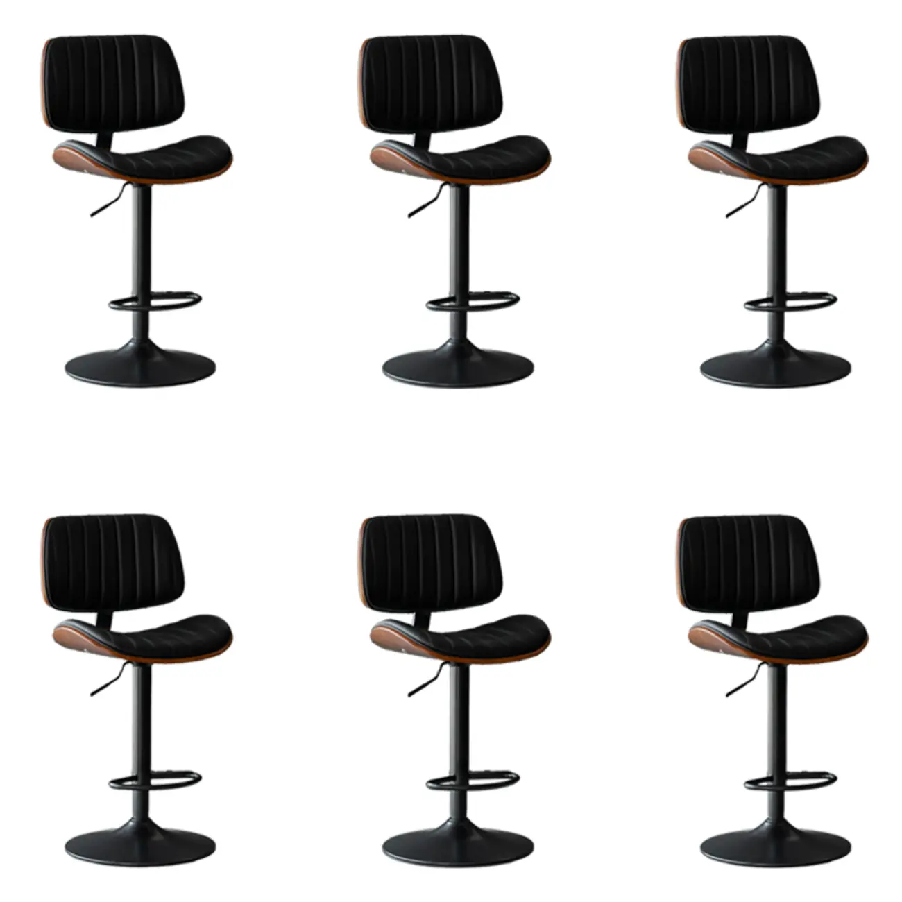 Adjustable Armless Bucket Swivel Leather Bar Stool Image - 19 | homeyfad