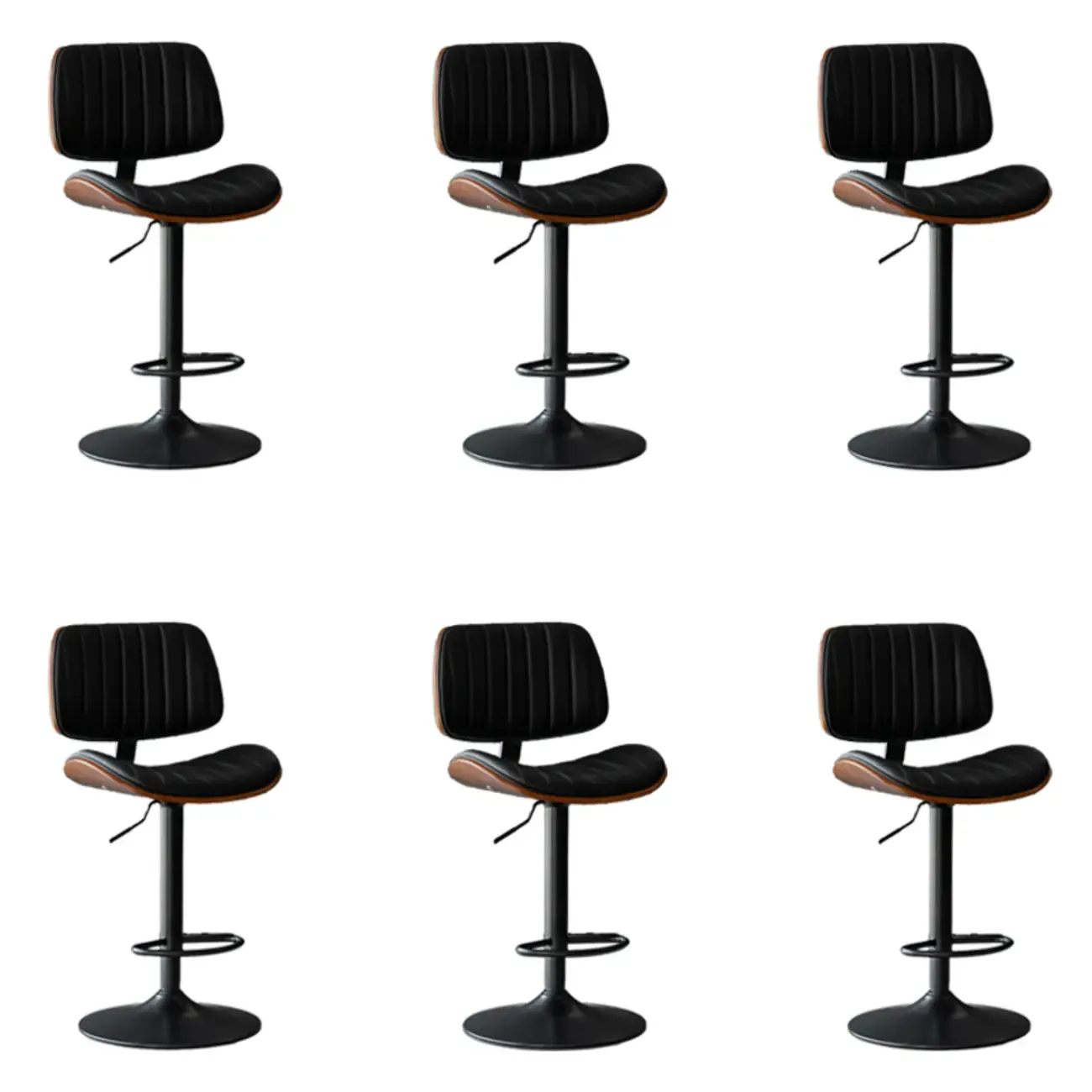 Adjustable Armless Bucket Swivel Leather Bar Stool Image - 19