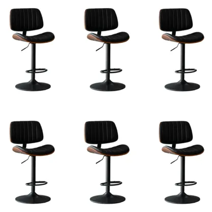 Adjustable Armless Bucket Swivel Leather Bar Stool Image - 19