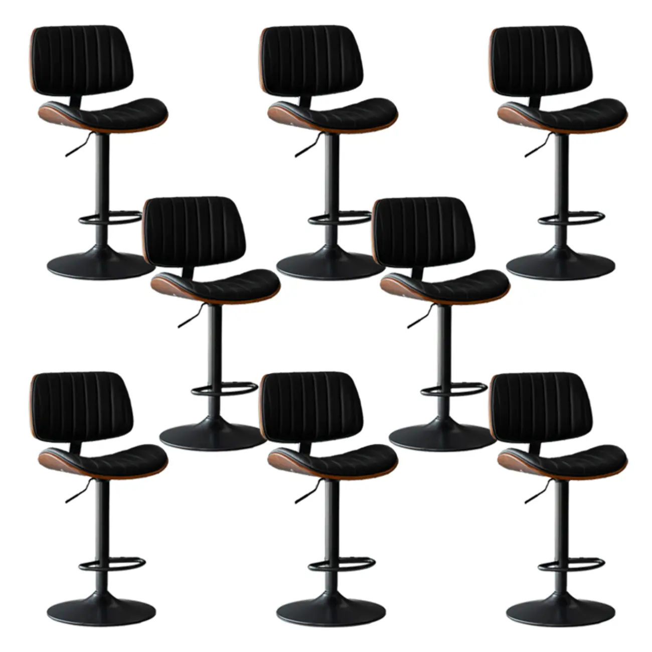 Adjustable Armless Bucket Swivel Leather Bar Stool Image - 21 | homeyfad