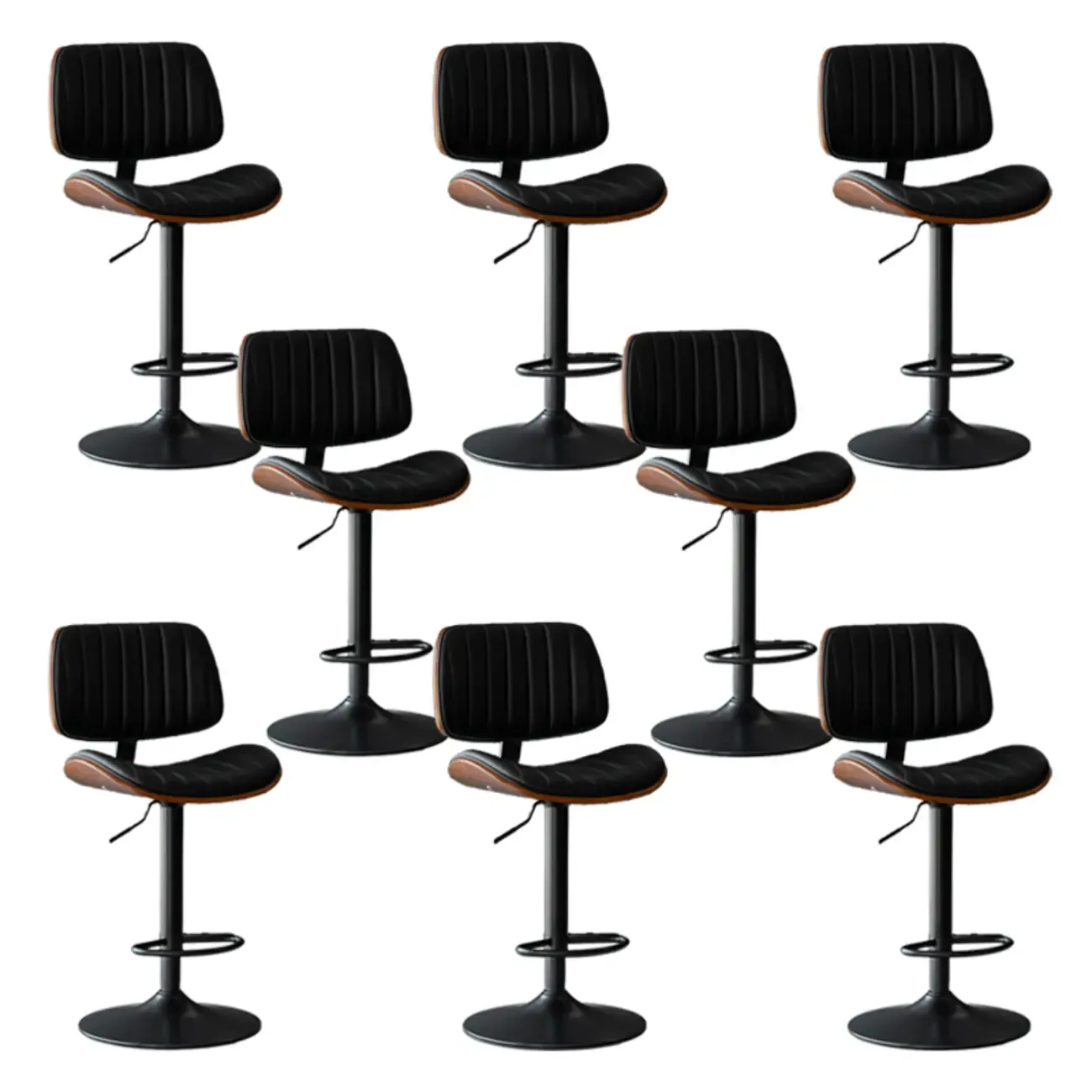 Adjustable Armless Bucket Swivel Leather Bar Stool Image - 21