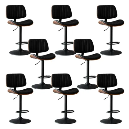 Adjustable Armless Bucket Swivel Leather Bar Stool Image - 21