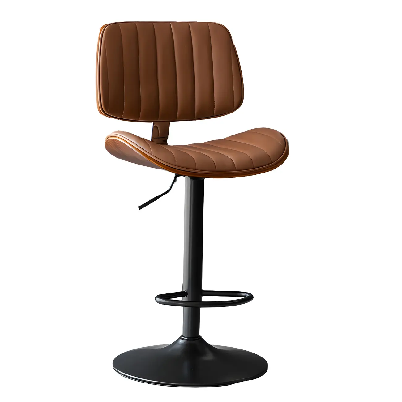 Adjustable Armless Bucket Swivel Leather Bar Stool Image - 13 | homeyfad