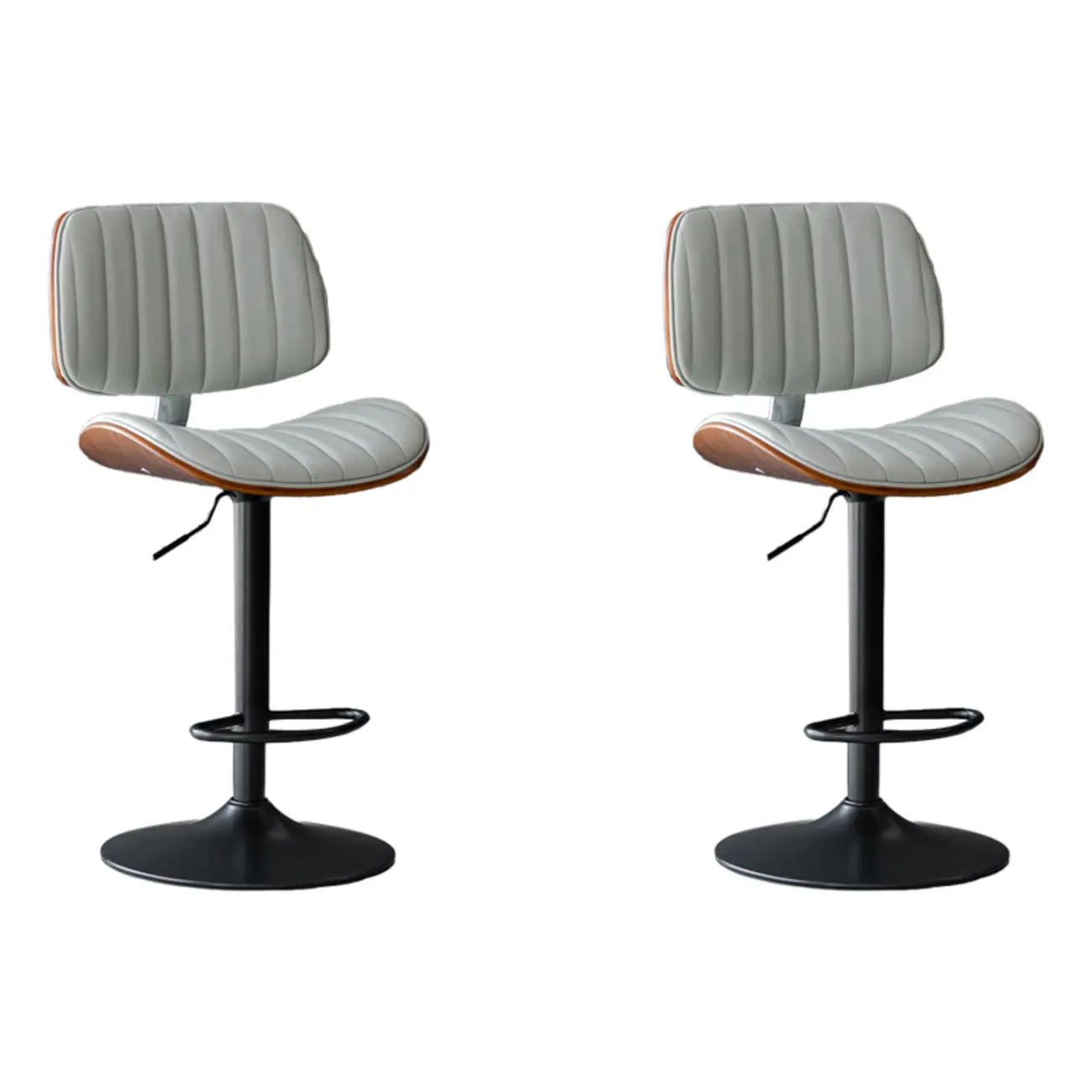 Adjustable Armless Bucket Swivel Leather Bar Stool Image - 16 | homeyfad