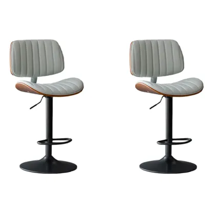 Adjustable Armless Bucket Swivel Leather Bar Stool Image - 16