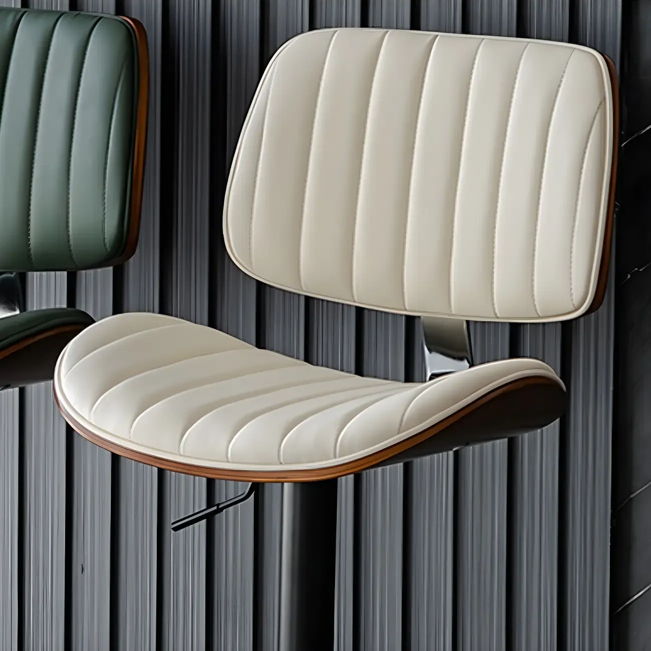 Adjustable Armless Bucket Swivel Leather Bar Stool Image - 10