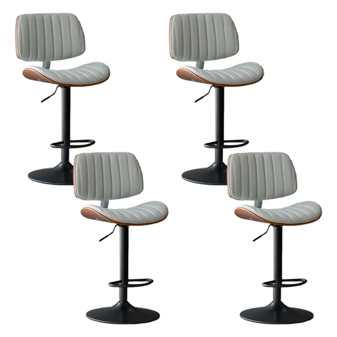 Adjustable Armless Bucket Swivel Leather Bar Stool Image - 18