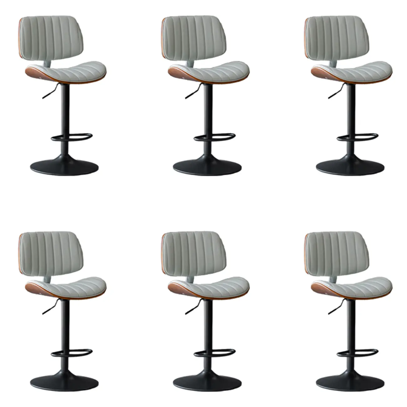 Adjustable Armless Bucket Swivel Leather Bar Stool Image - 20 | homeyfad