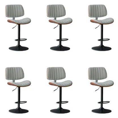 Adjustable Armless Bucket Swivel Leather Bar Stool Image - 20