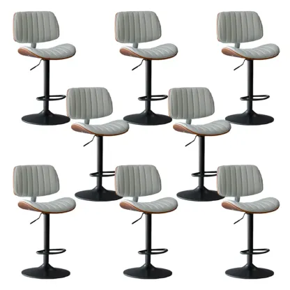 Adjustable Armless Bucket Swivel Leather Bar Stool Image - 22