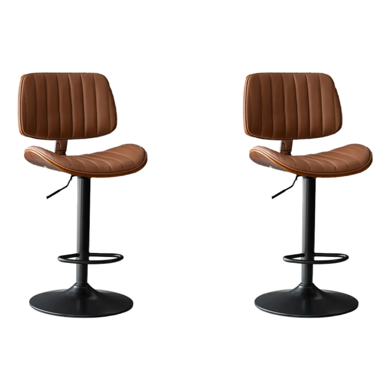 Adjustable Armless Bucket Swivel Leather Bar Stool Image - 23 | homeyfad