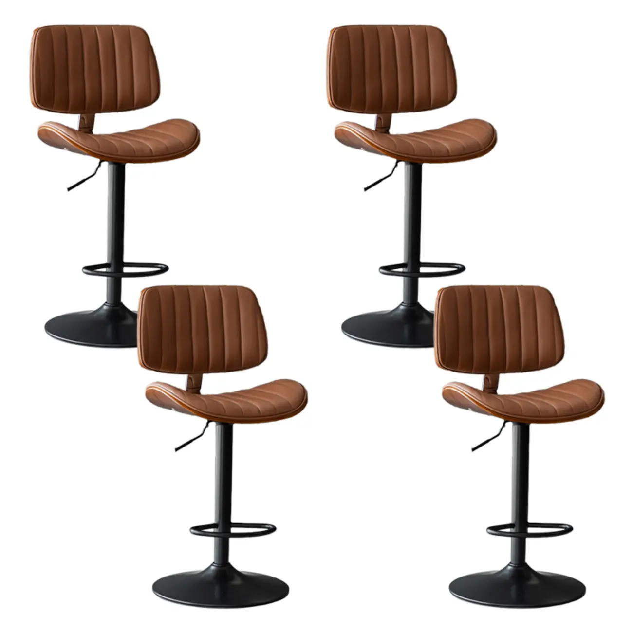 Adjustable Armless Bucket Swivel Leather Bar Stool Image - 24 | homeyfad