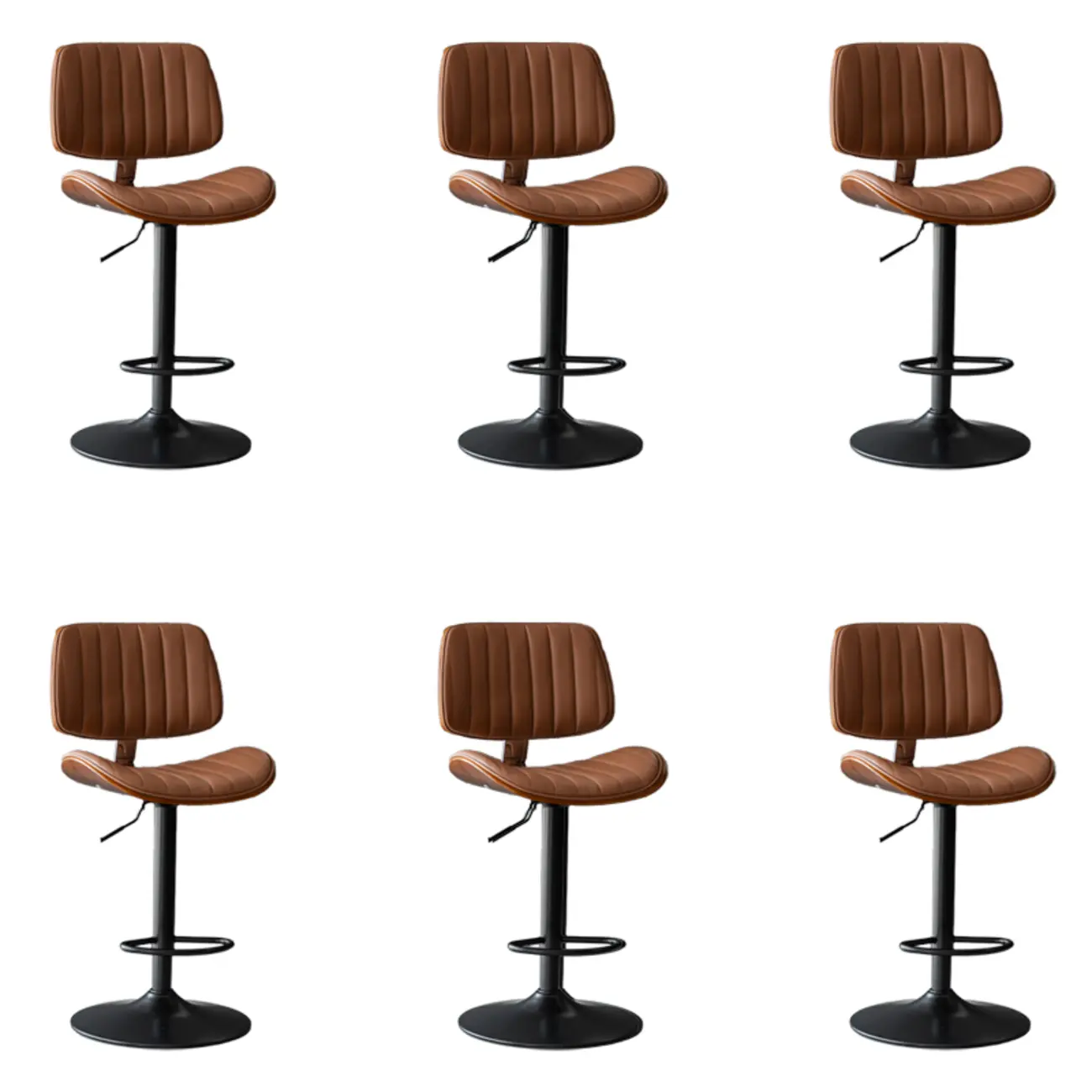 Adjustable Armless Bucket Swivel Leather Bar Stool Image - 25 | homeyfad