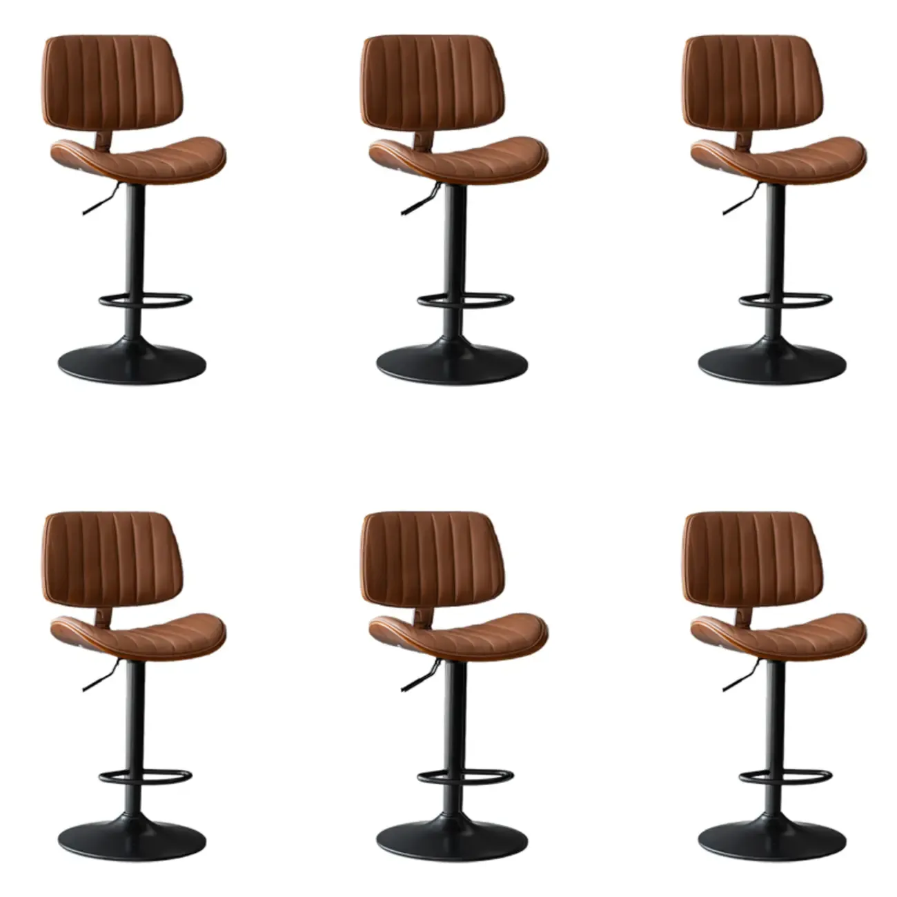 Adjustable Armless Bucket Swivel Leather Bar Stool Image - 25