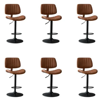 Adjustable Armless Bucket Swivel Leather Bar Stool Image - 25