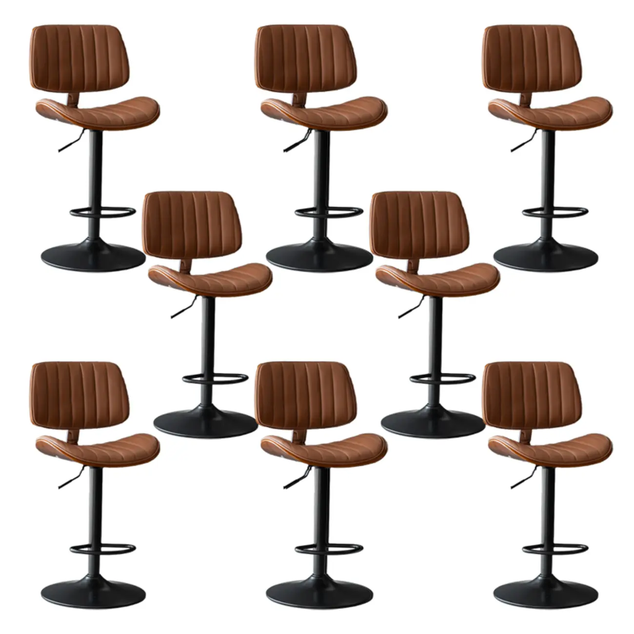 Adjustable Armless Bucket Swivel Leather Bar Stool Image - 26 | homeyfad