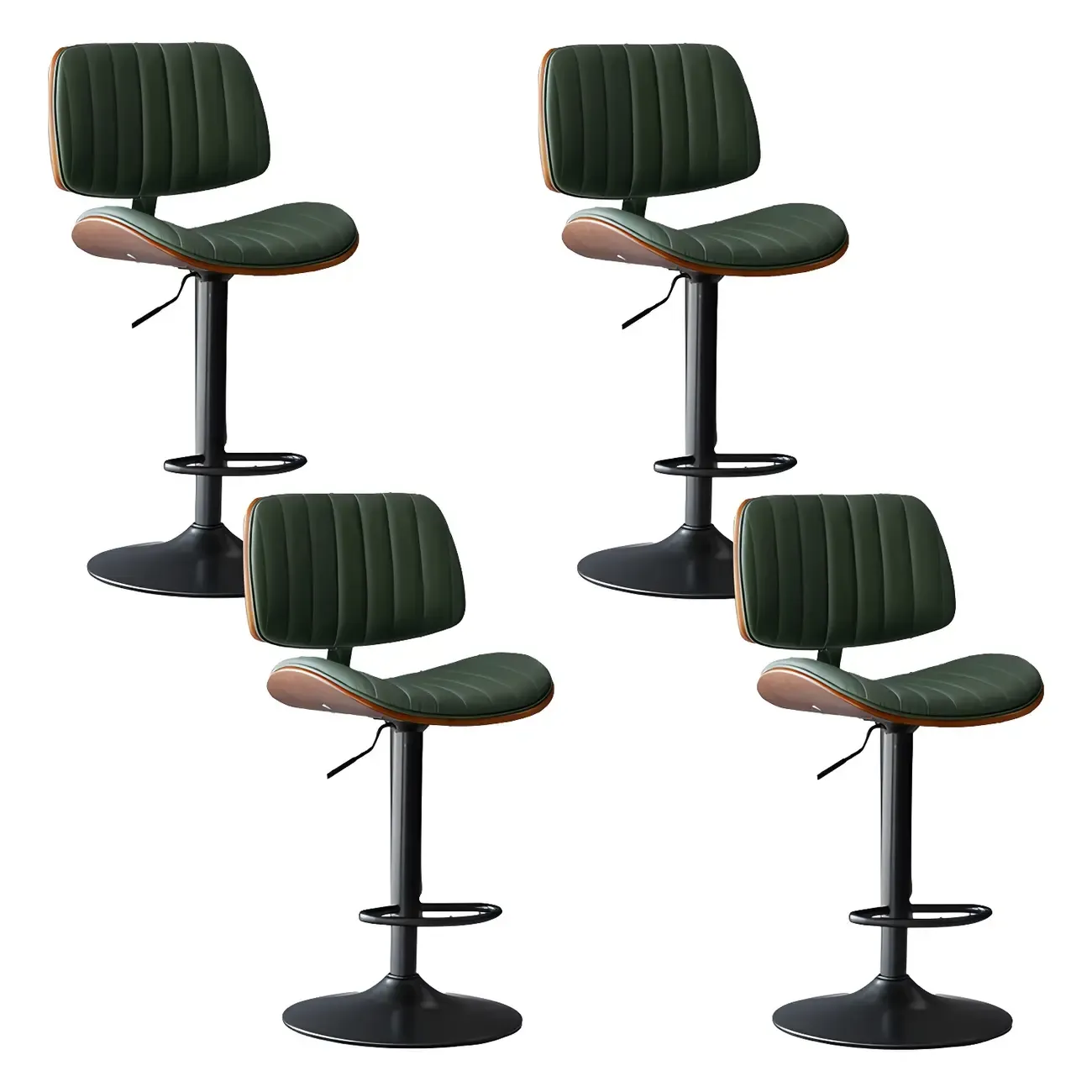 Adjustable Armless Bucket Swivel Leather Bar Stool Image - 28