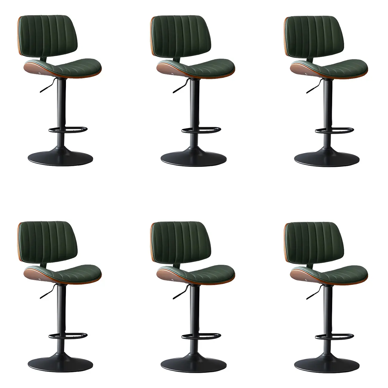 Adjustable Armless Bucket Swivel Leather Bar Stool Image - 29 | homeyfad