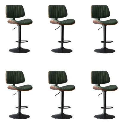 Adjustable Armless Bucket Swivel Leather Bar Stool Image - 29
