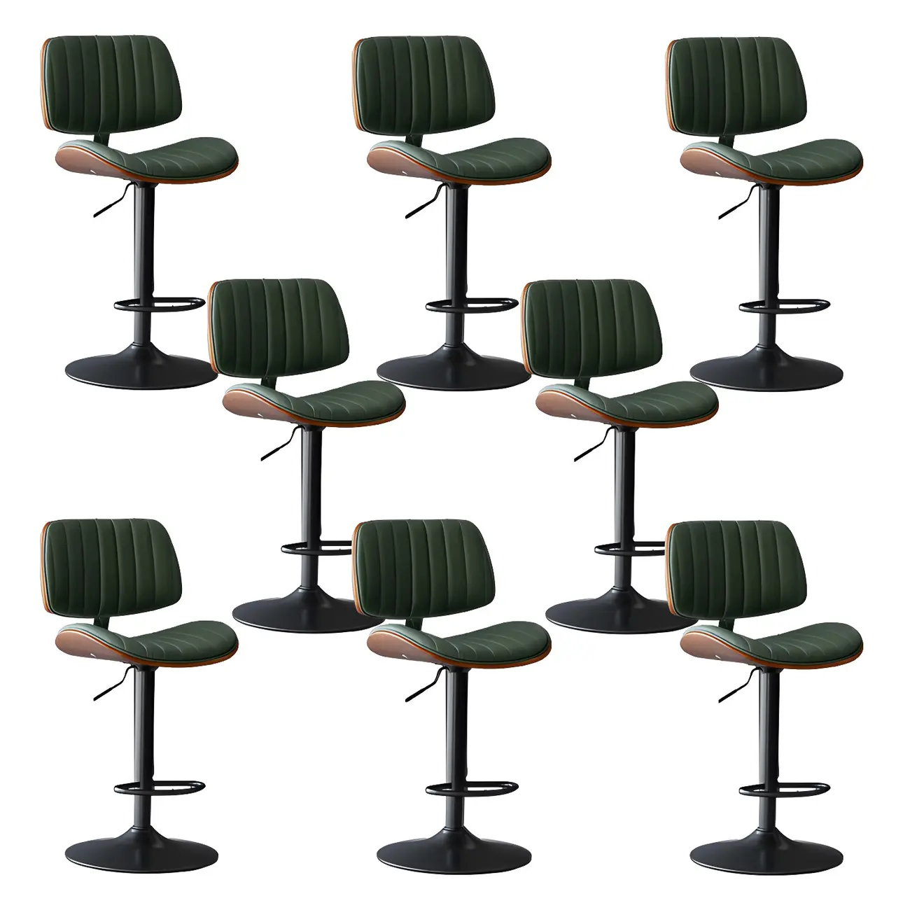 Adjustable Armless Bucket Swivel Leather Bar Stool Image - 30 | homeyfad