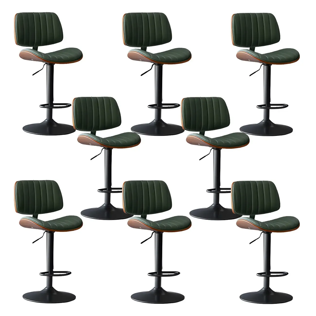 Adjustable Armless Bucket Swivel Leather Bar Stool Image - 30
