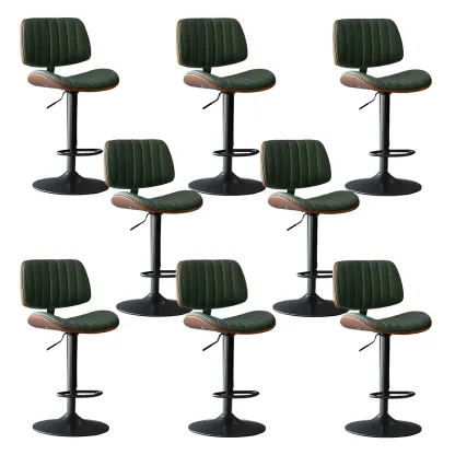 Adjustable Armless Bucket Swivel Leather Bar Stool Image - 30