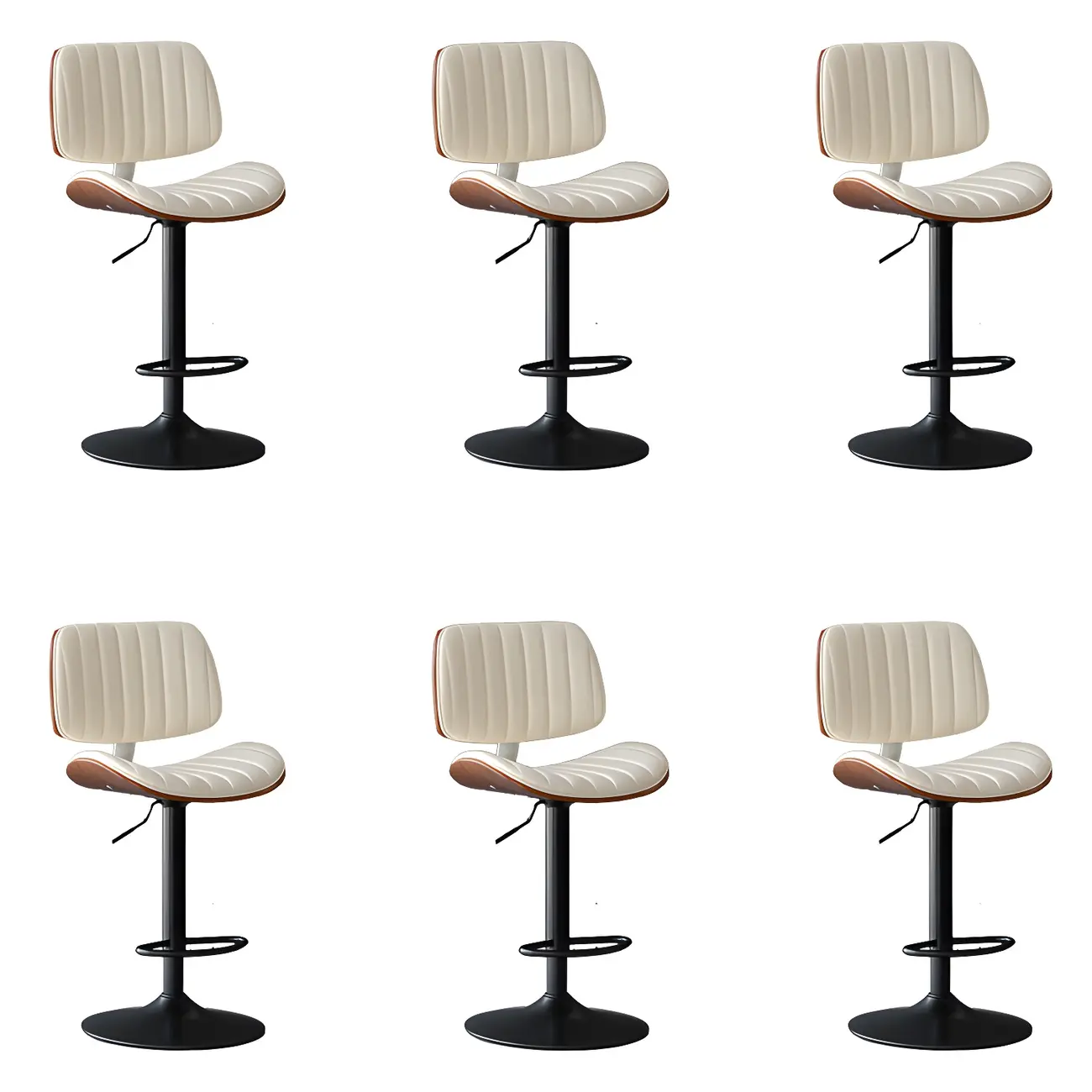 Adjustable Armless Bucket Swivel Leather Bar Stool Image - 33 | homeyfad