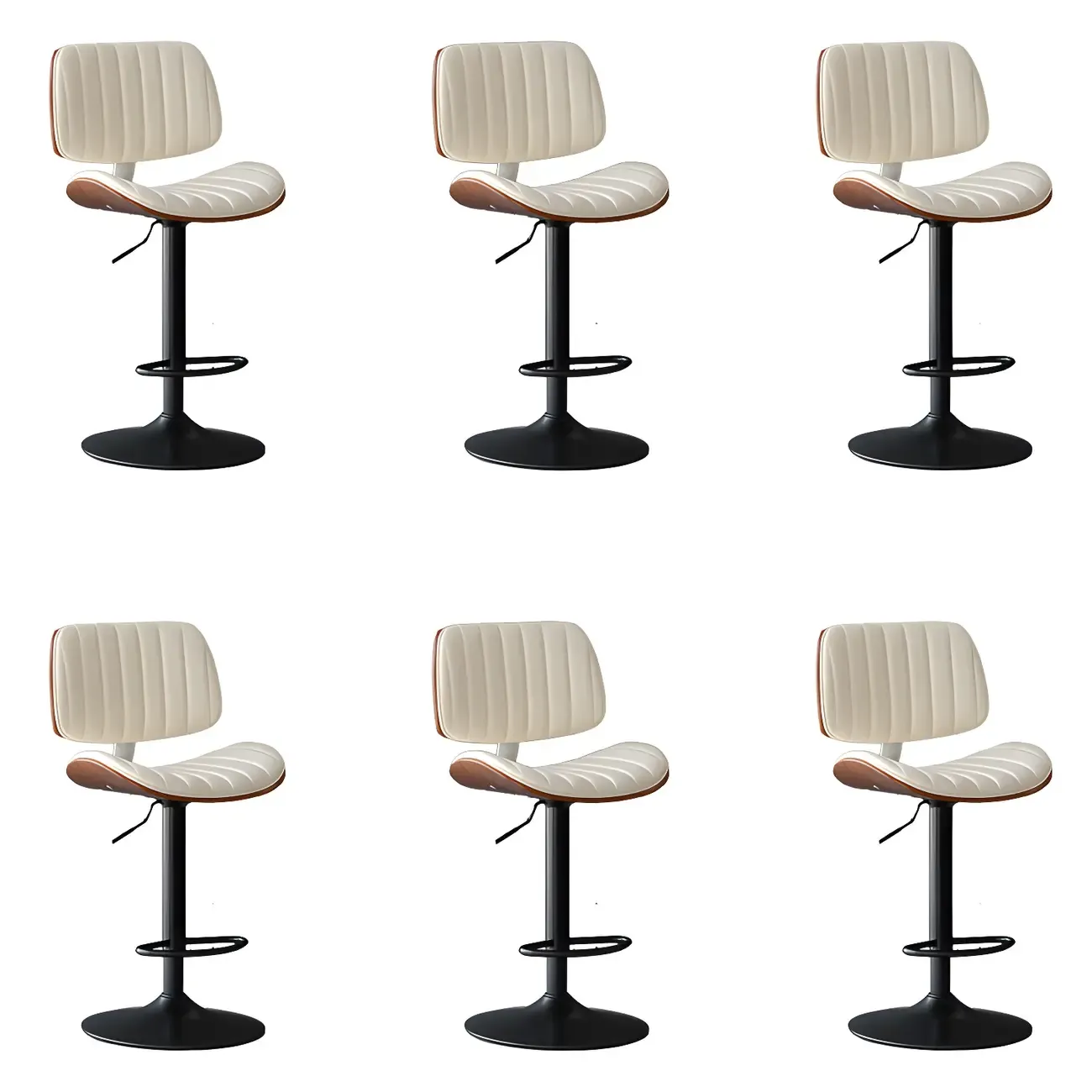Adjustable Armless Bucket Swivel Leather Bar Stool Image - 33