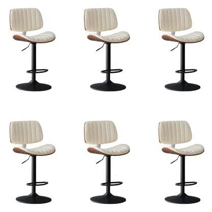 Adjustable Armless Bucket Swivel Leather Bar Stool Image - 33
