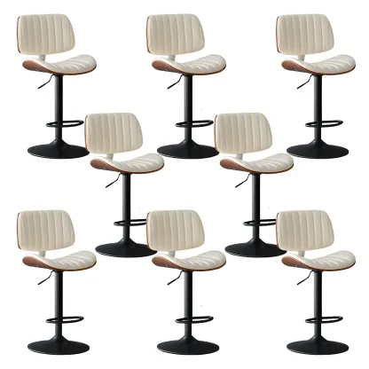 Adjustable Armless Bucket Swivel Leather Bar Stool Image - 34