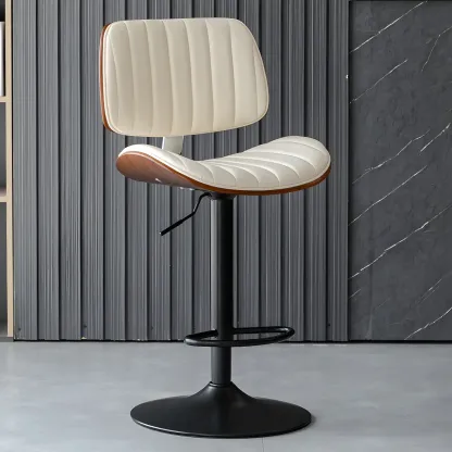 Adjustable Armless Bucket Swivel Leather Bar Stool Image - 8