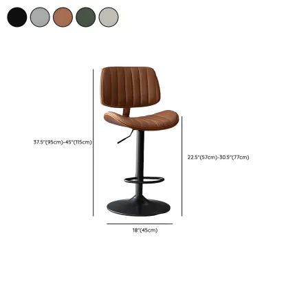Adjustable Armless Bucket Swivel Leather Bar Stool #size